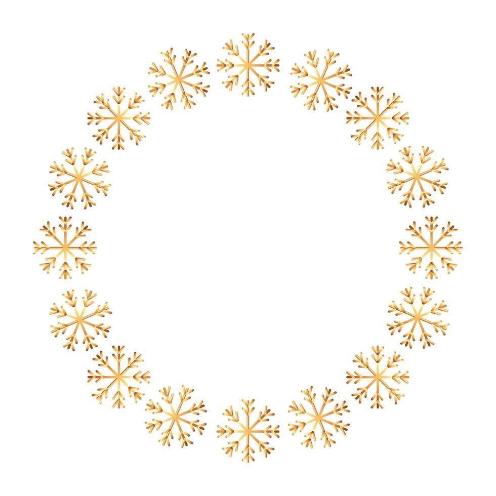 frame circular of snowflake christmas decoration vector