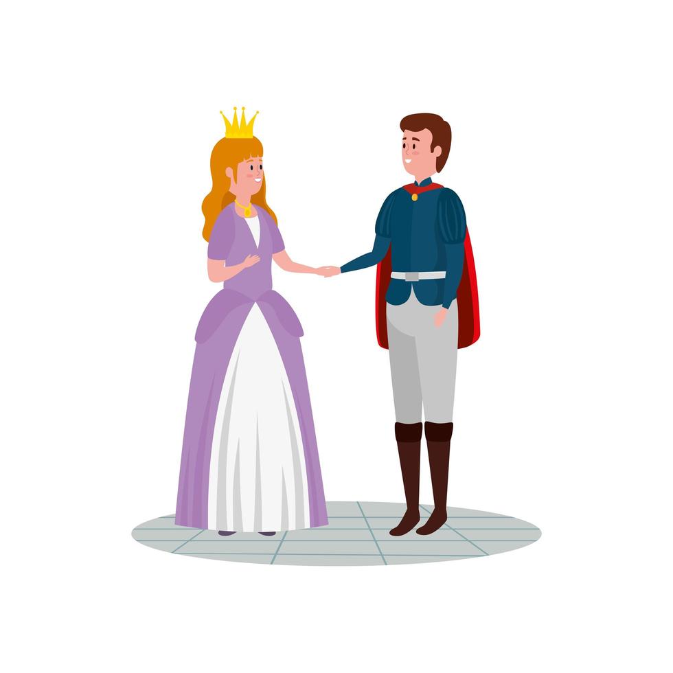 princess with prince fairytale avatar character vector