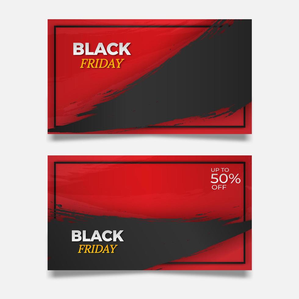 Black and red Black Friday sale brush style template vector
