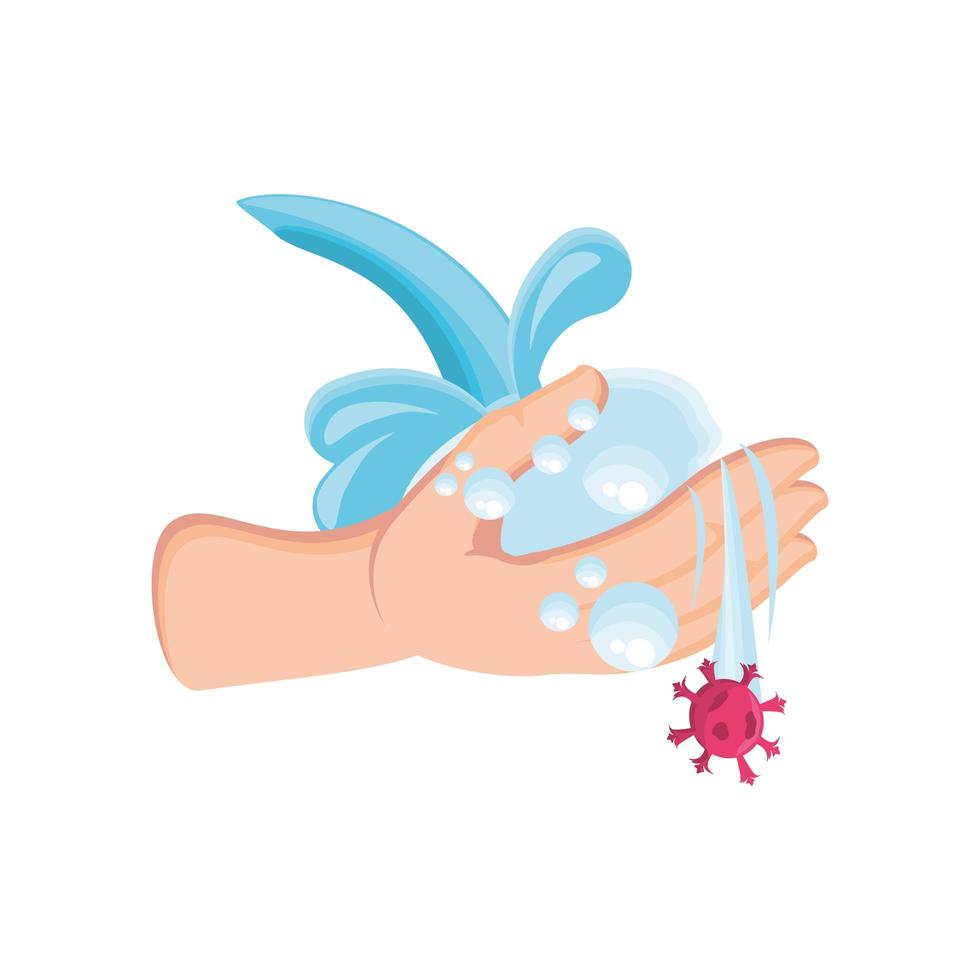 washing hand with coronavirus on white background vector