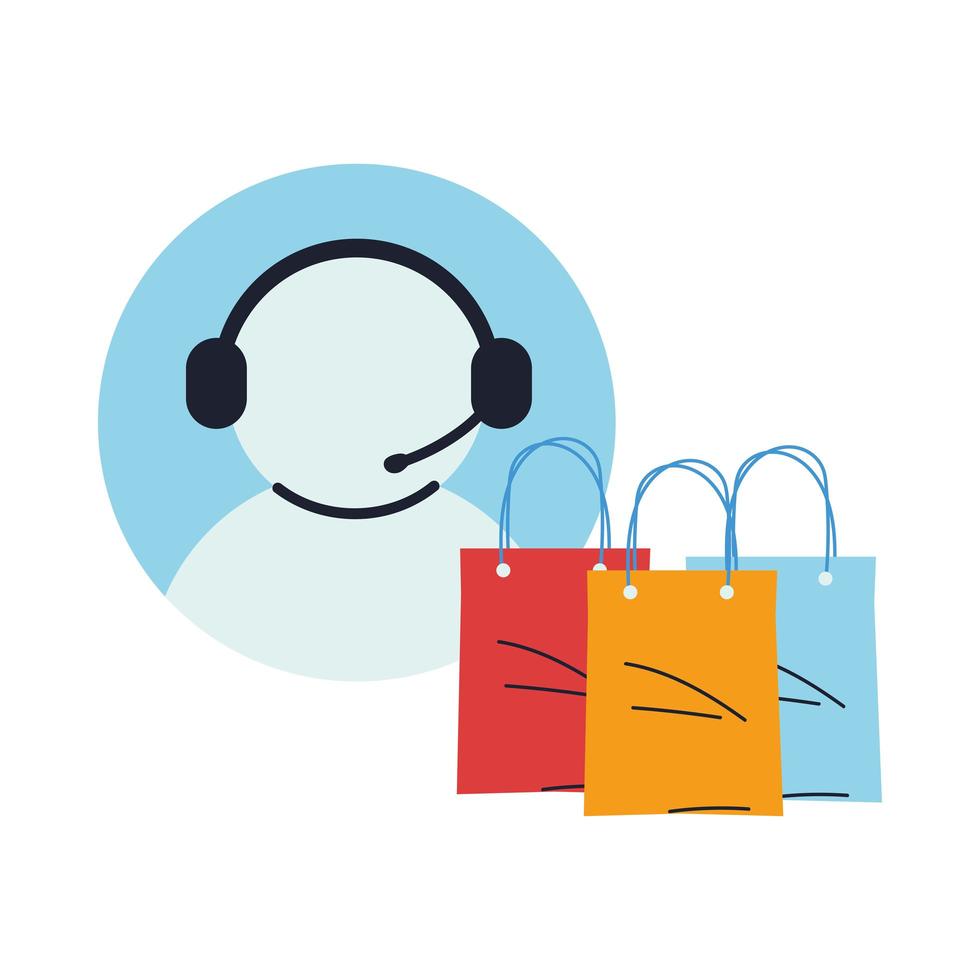 virtual store with call center vector illustration