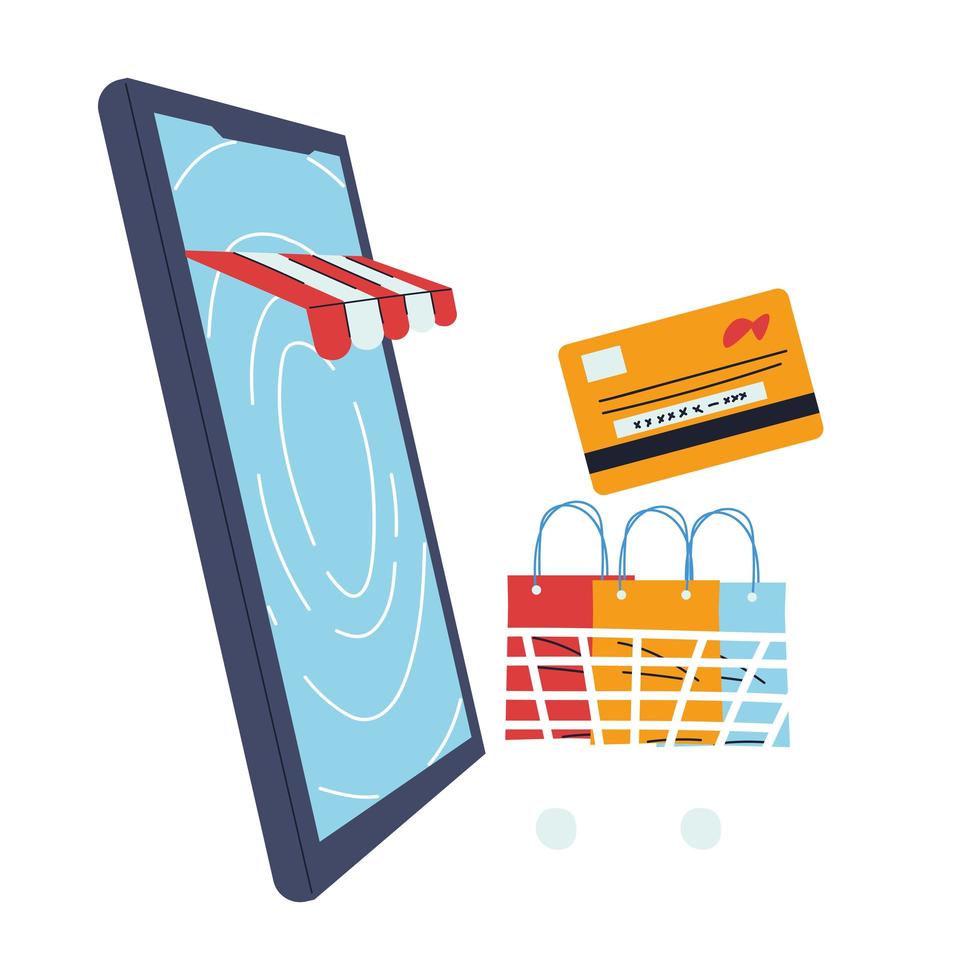 purchase in virtual store with card payment vector