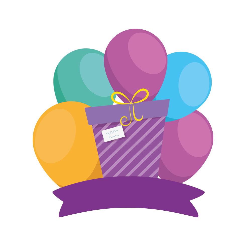 Isolated gift with balloons vector design