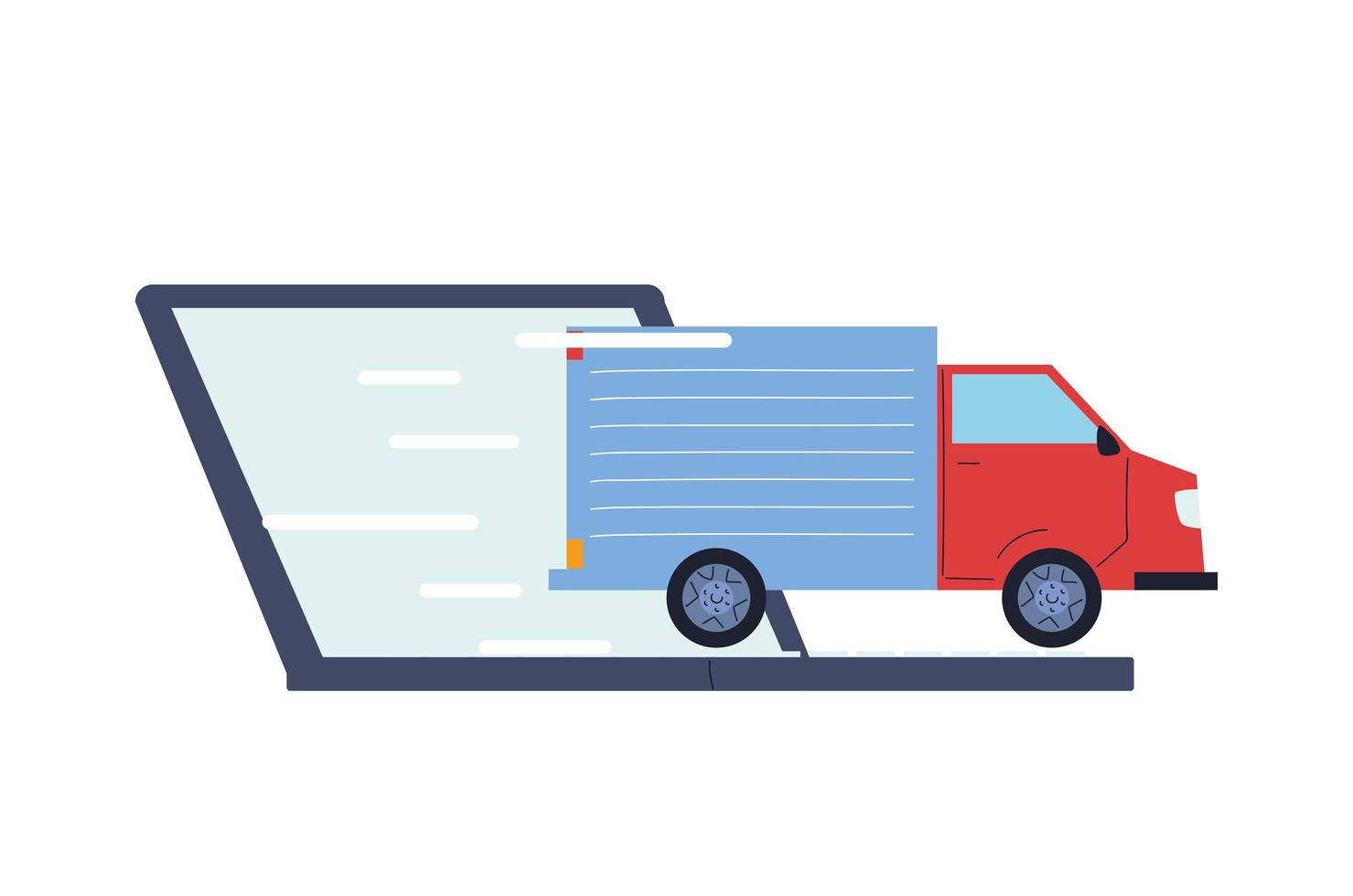 cargo truck delivering an online order vector