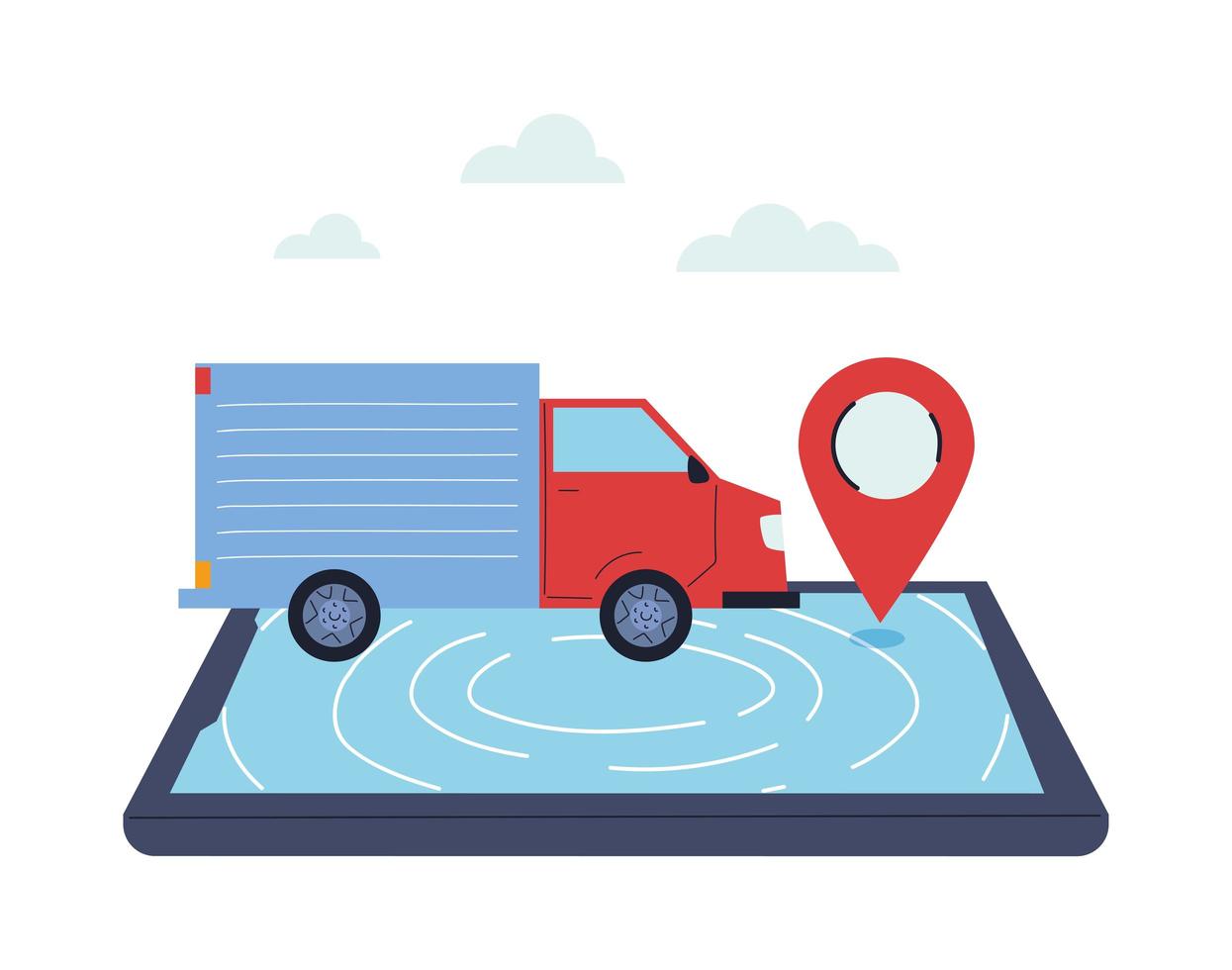 cargo truck delivering an online order vector