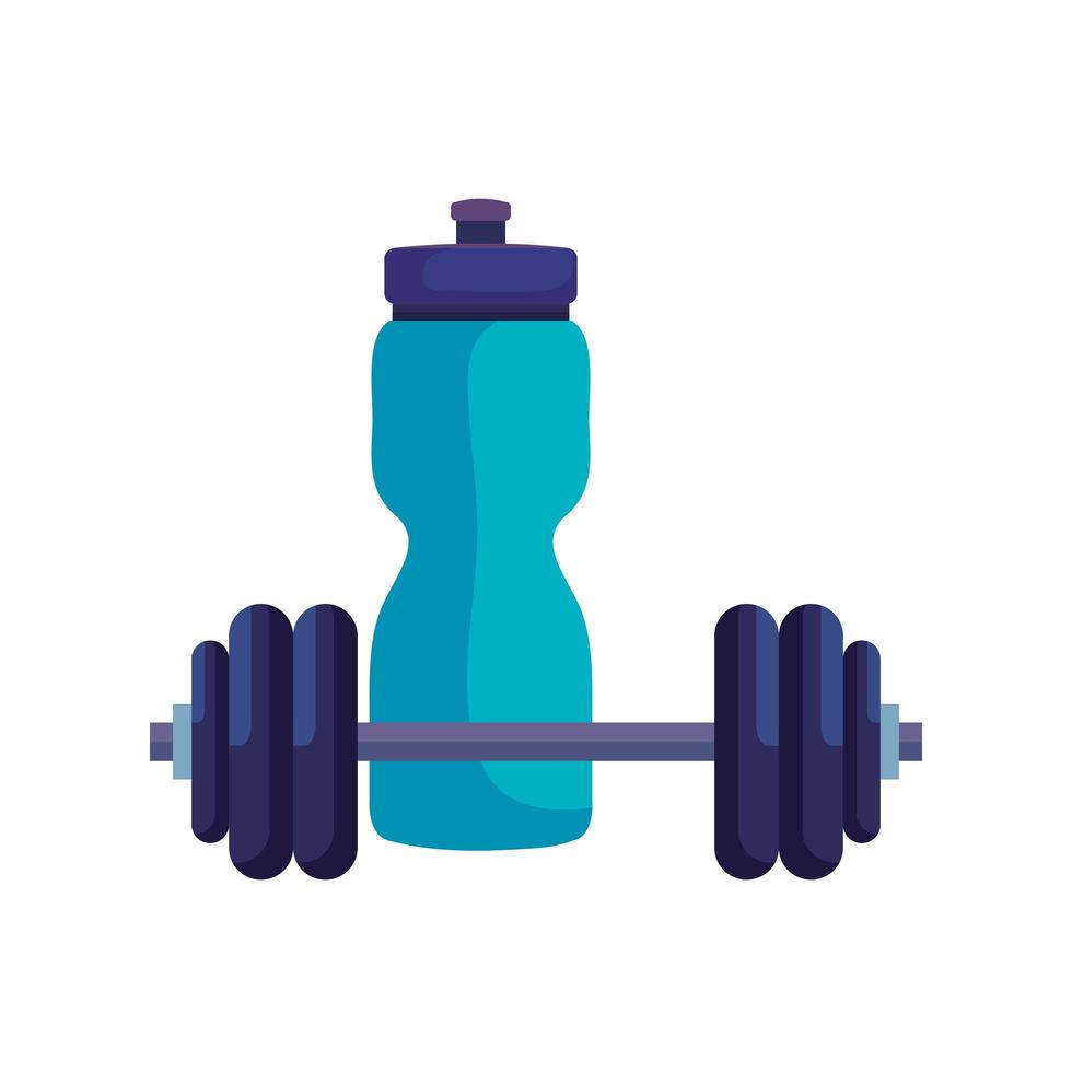 bottle water plastic with dumbbell isolated icon vector