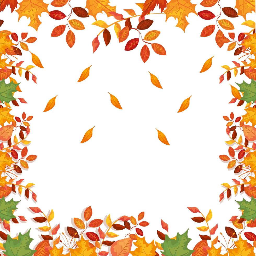 frame decoration of leafs autumn vector