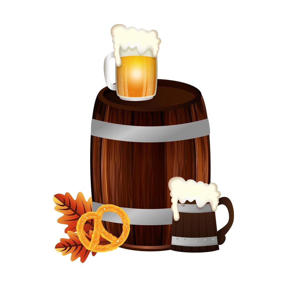 Oktoberfest cerveza y diseño vectorial de pretzel vector
