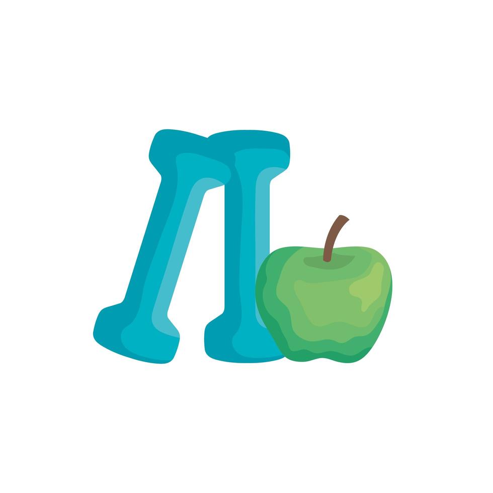 fresh apple fruit with dumbbell isolated icon vector