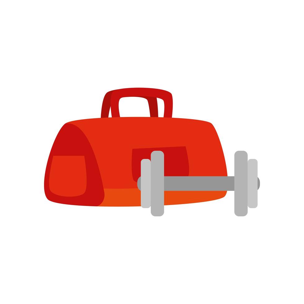 Equipo de mancuernas con bolso de gimnasio. vector