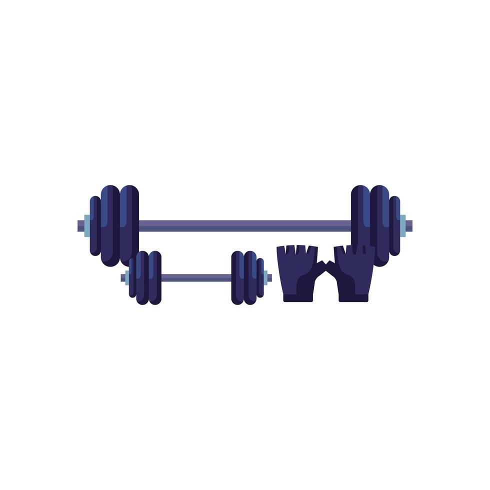 fingerless glove with dumbbell isolated icon vector