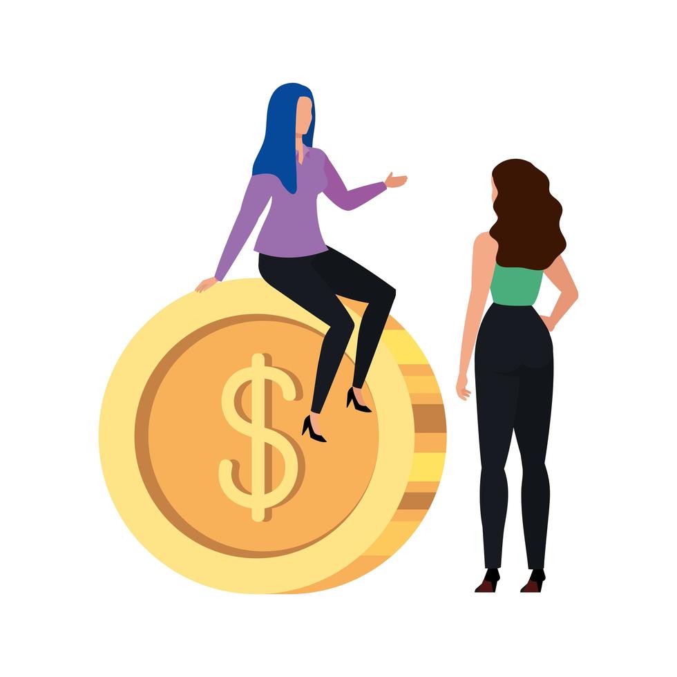 Isolated coin and women vector design