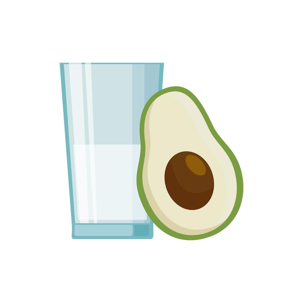 Isolated milk glass and avocado vector design