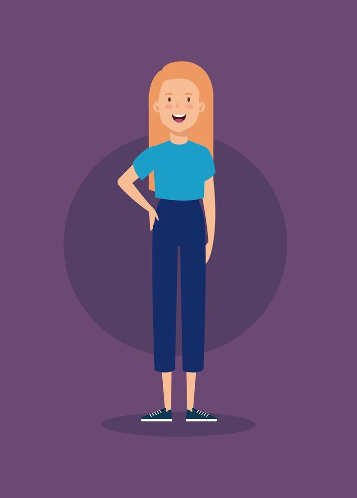 beautiful woman with blonde hair character vector