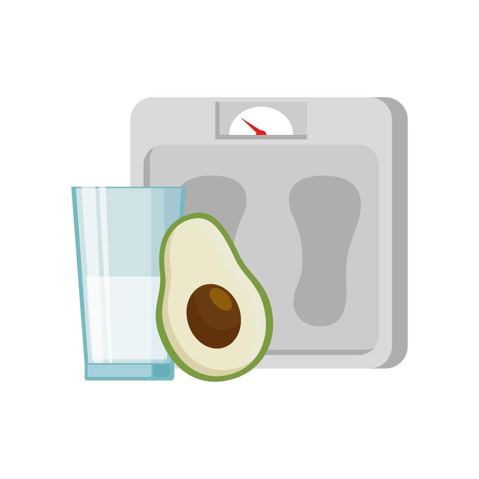 Isolated scale milk and avocado vector design