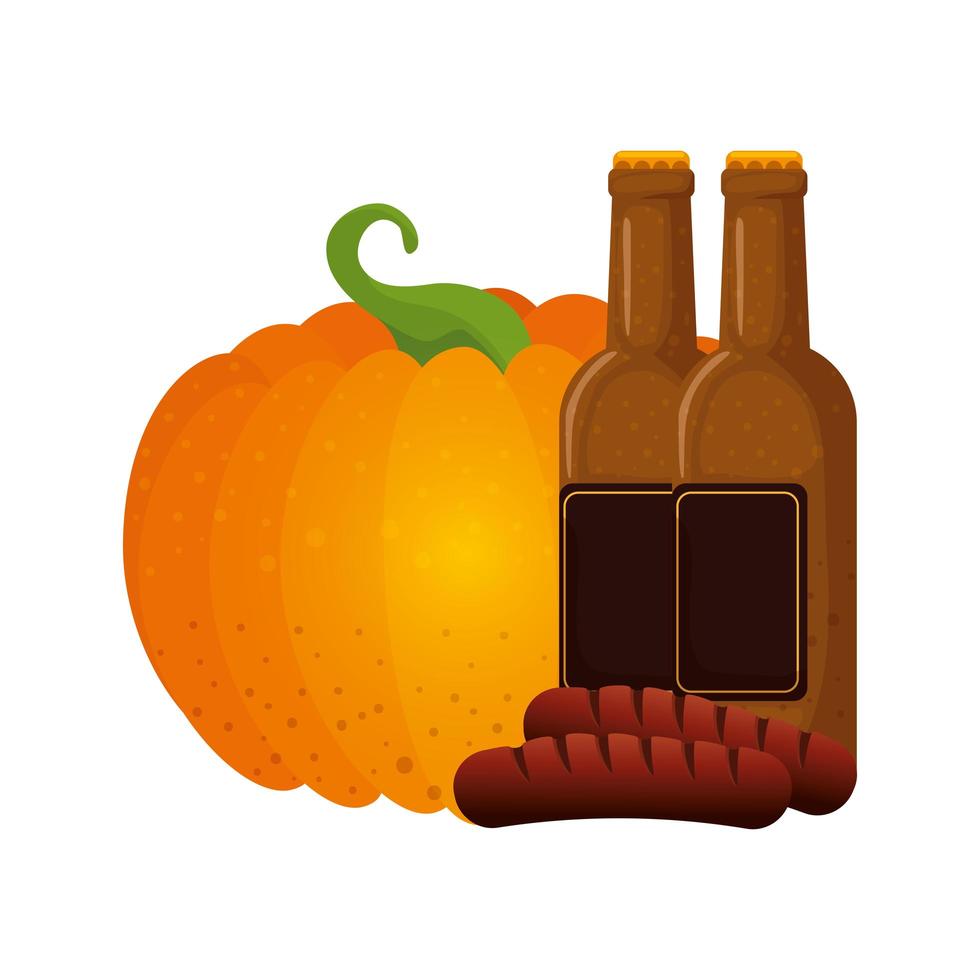 Oktoberfest beer pumpkin and sausage vector design