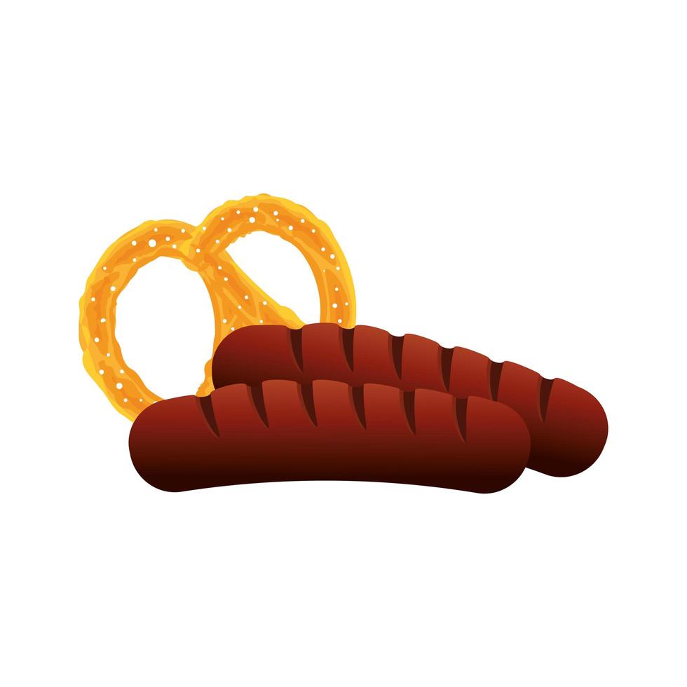 Oktoberfest sausage and pretzel vector design