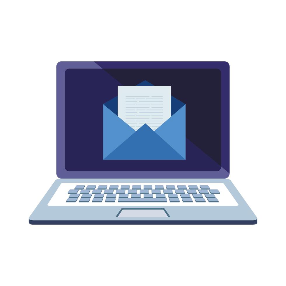Isolated laptop and envelope vector design