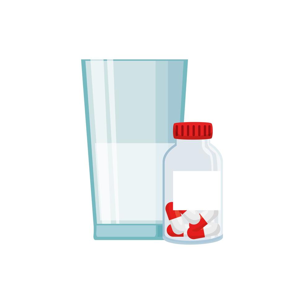 Isolated vitamin jar and glass vector design
