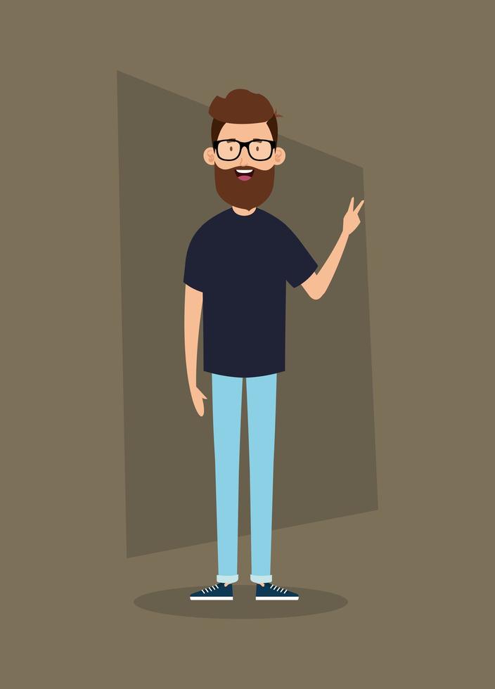 Hombre joven con personaje de avatar de barba vector