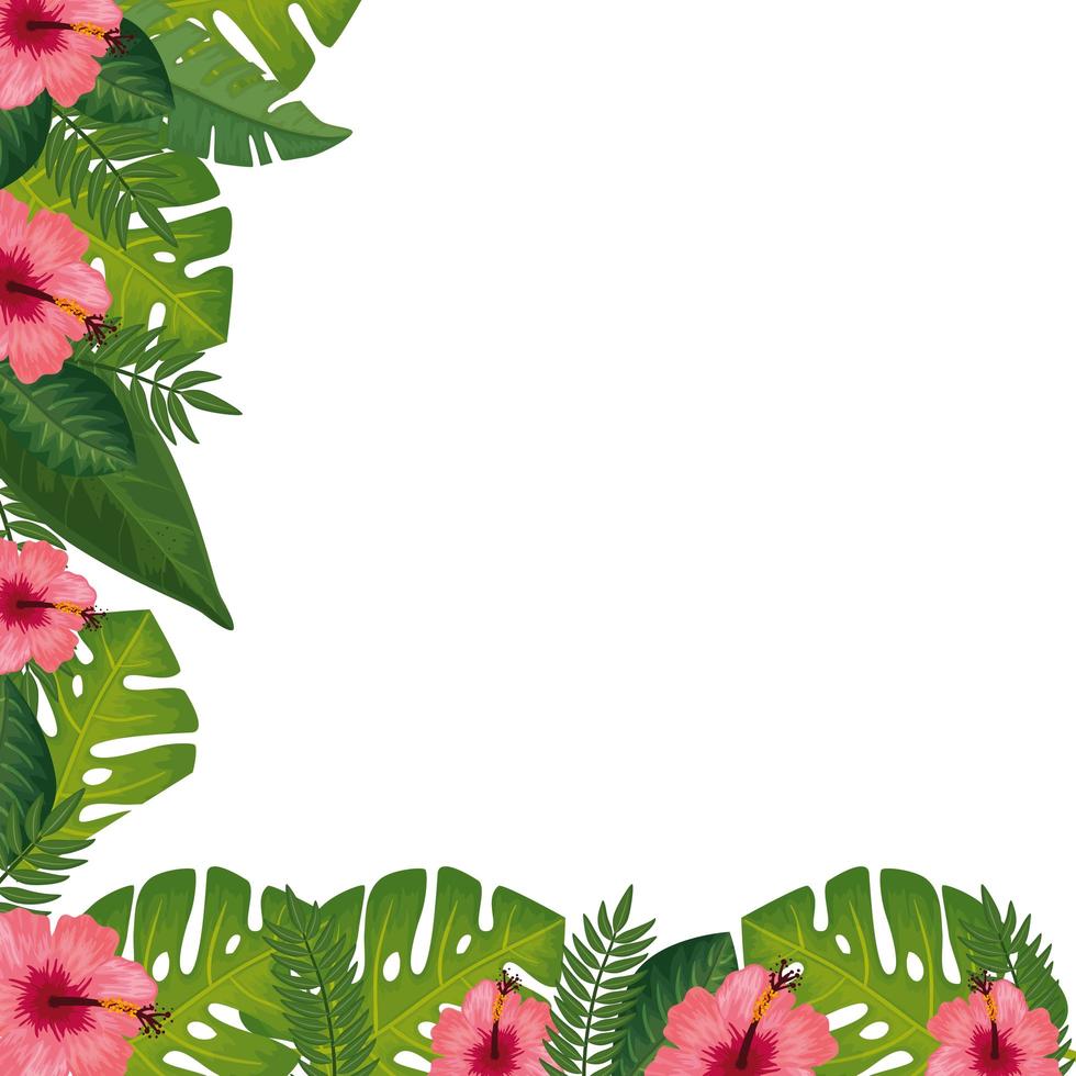 decoration of flowers with leafs isolated icon vector