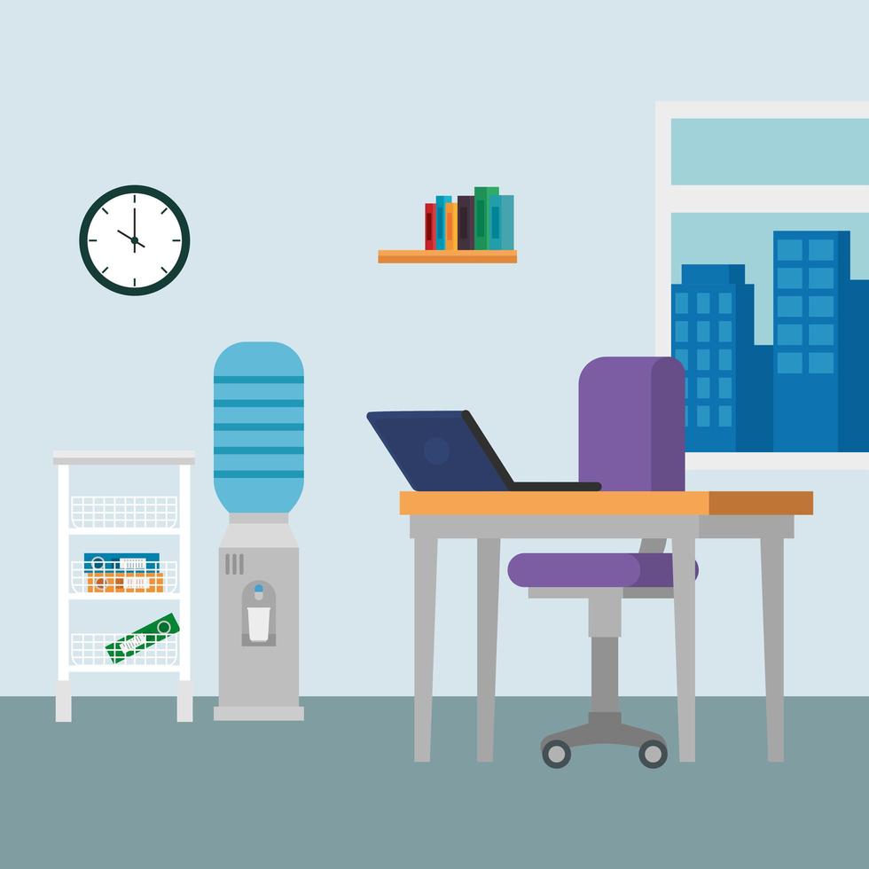 office places scenes with laptop vector