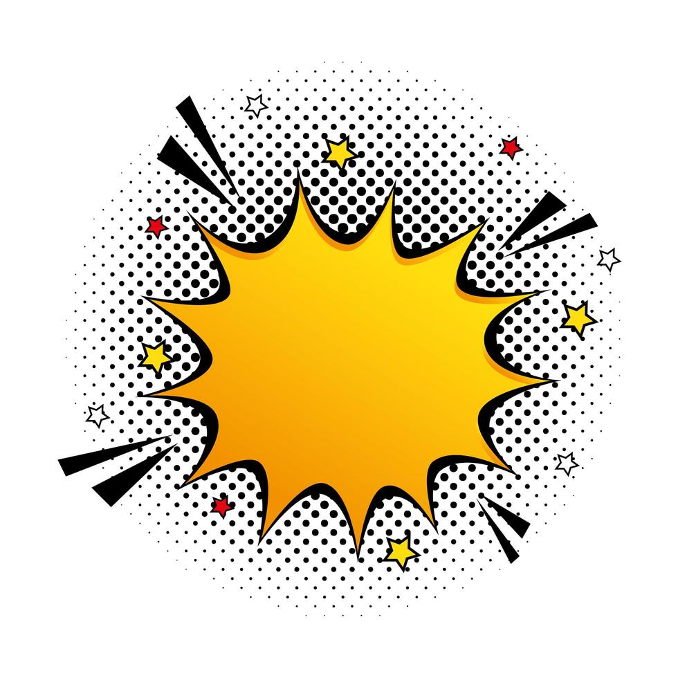 explosion yellow color with stars pop art style icon vector