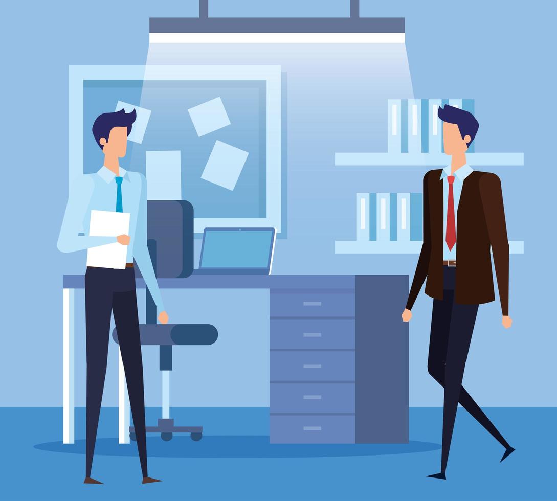 elegant businessmen workers in the office vector
