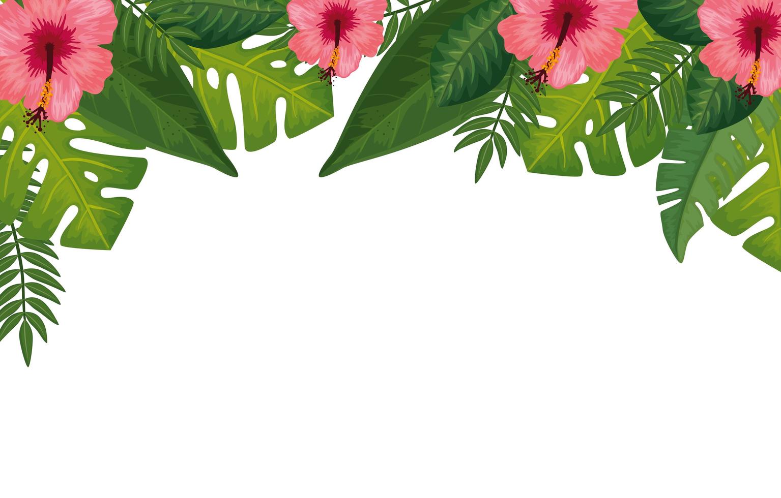 decoration of flowers with leafs isolated icon vector