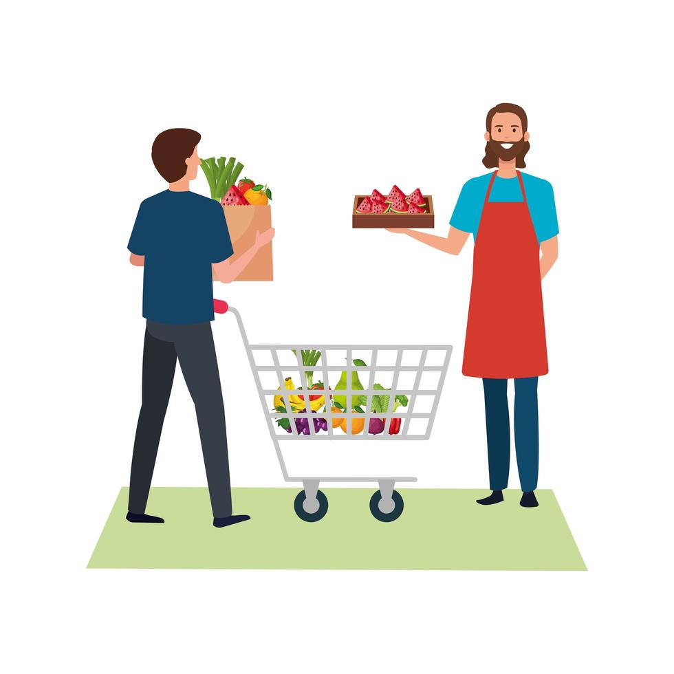 Isolated seller man and client vector design