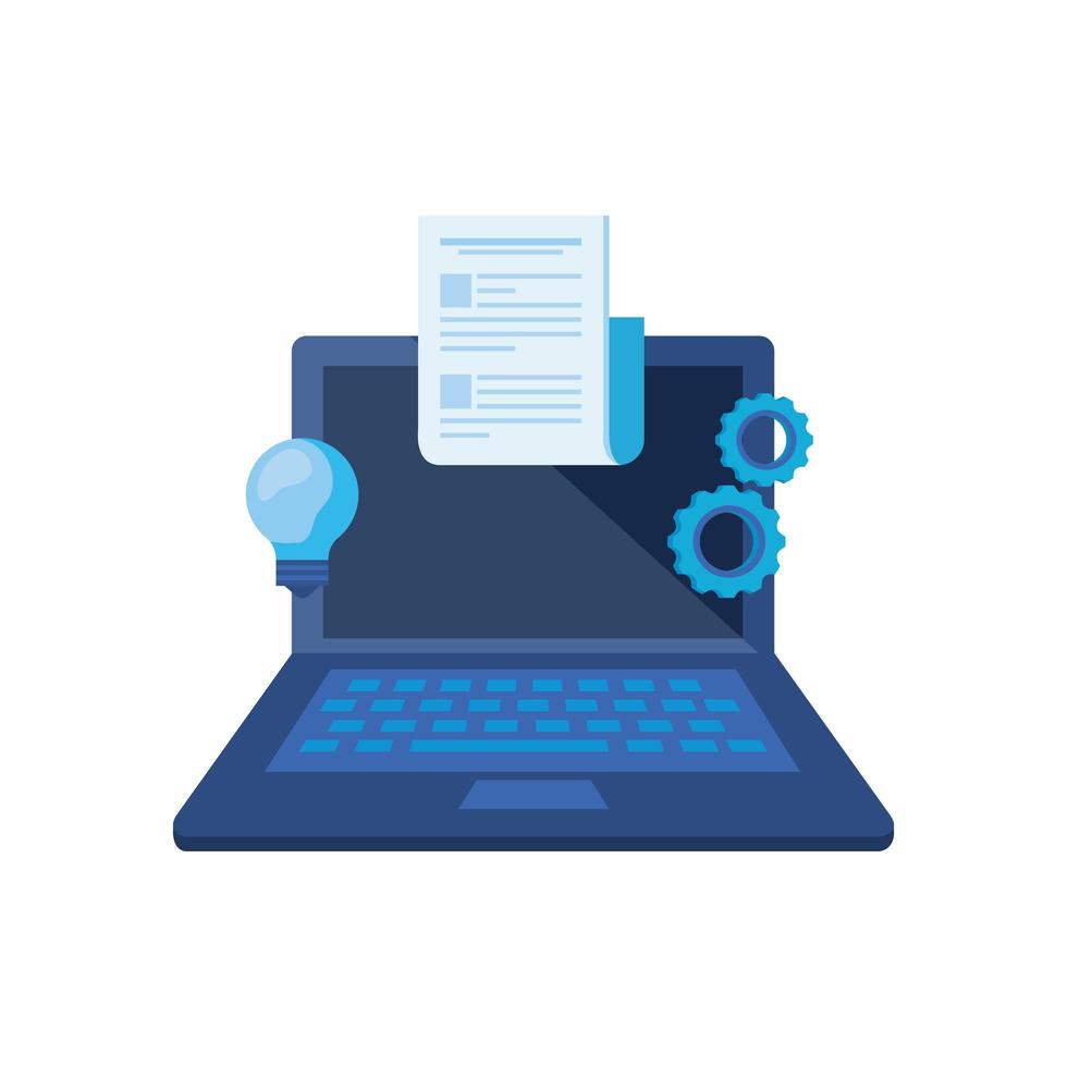 laptop computer with document file vector