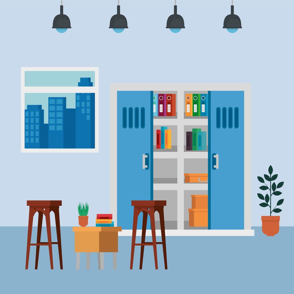 office places scenes with laptop vector