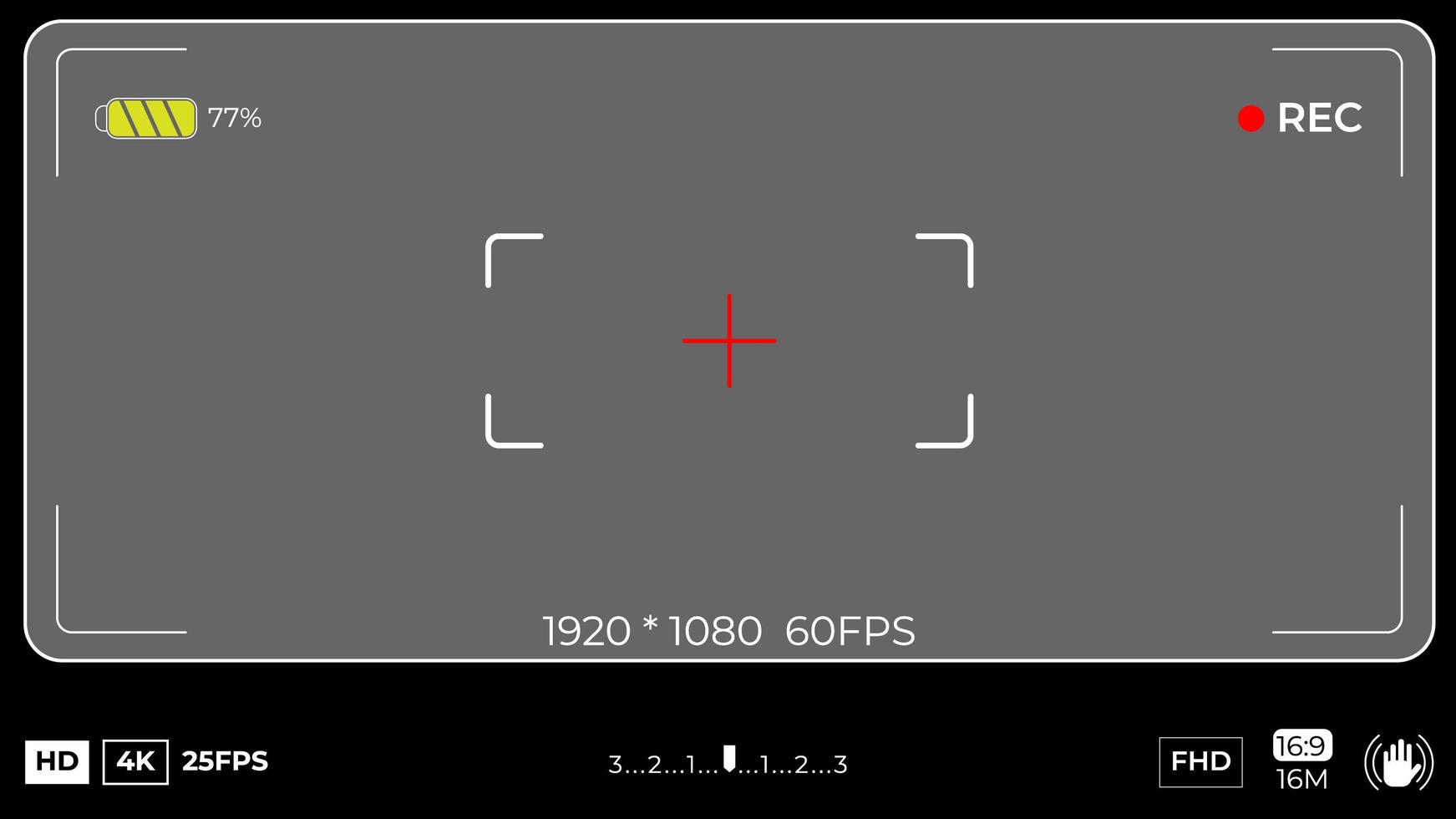 pantalla de enfoque de cámara moderna con ajustes vector