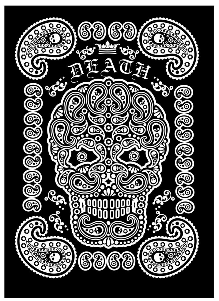 calavera con diseño paisley vector