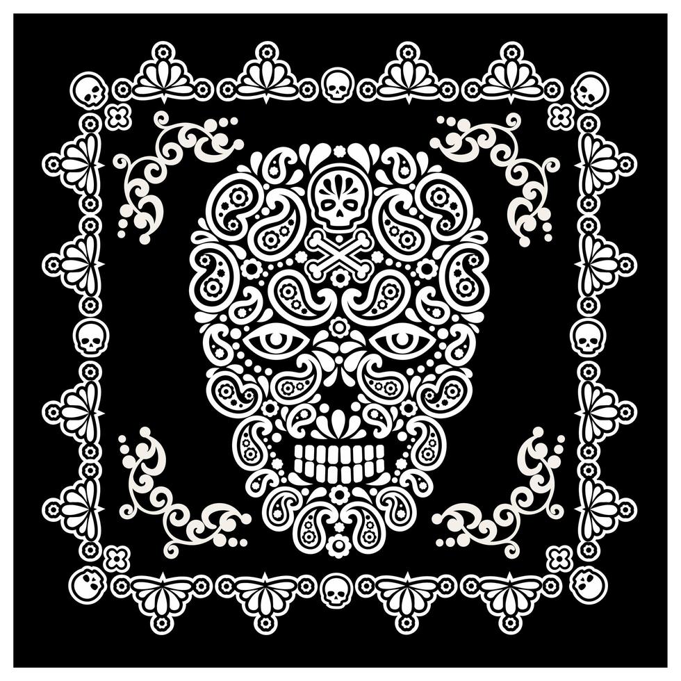 calavera con diseño paisley vector