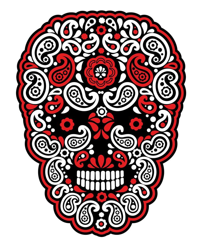 calavera con diseño paisley vector