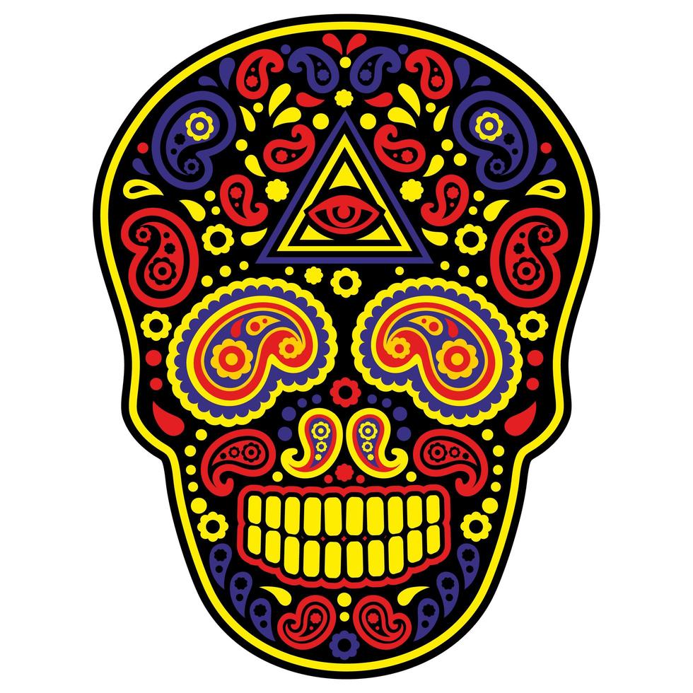 Skull with paisley design vector