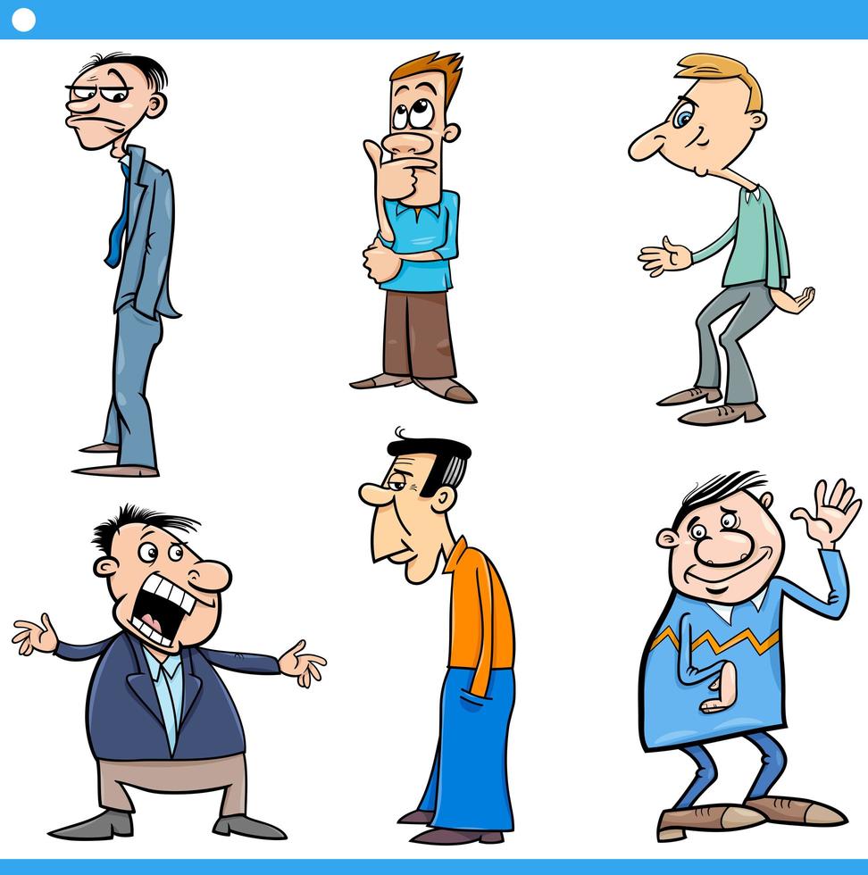 men characters set cartoon illustration vector