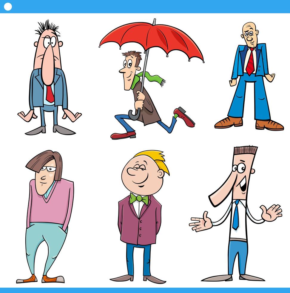 men characters set cartoon illustration vector