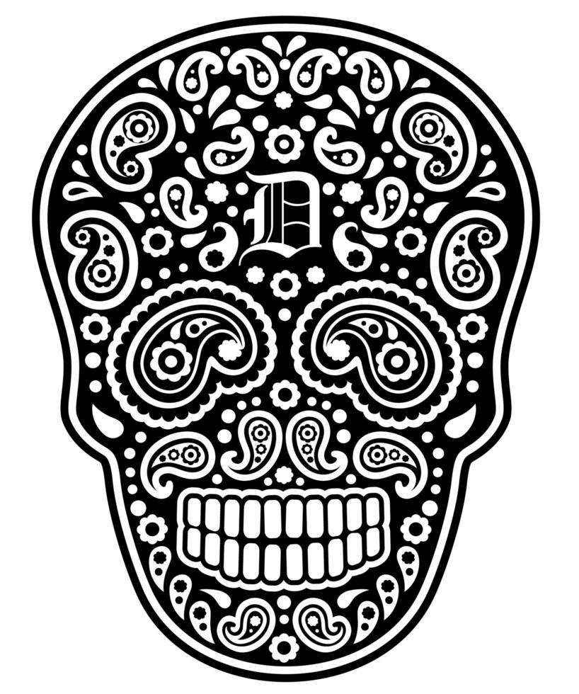 Skull with paisley design vector