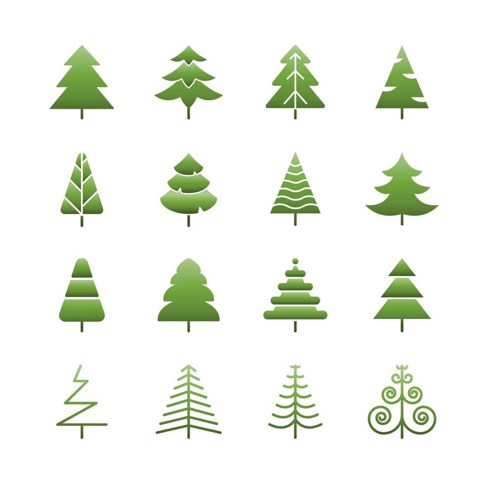 Set of christmas trees vector