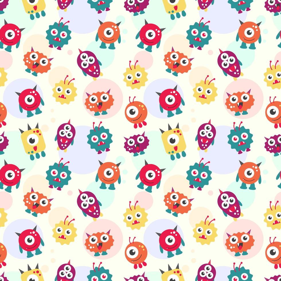 Kids seamless pattern with cute monster concept vector