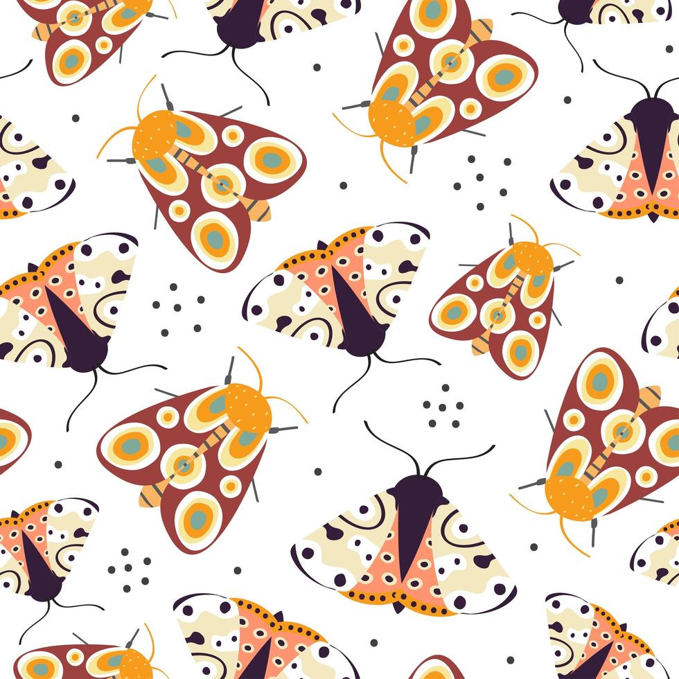 Seamless pattern with colorful moths vector