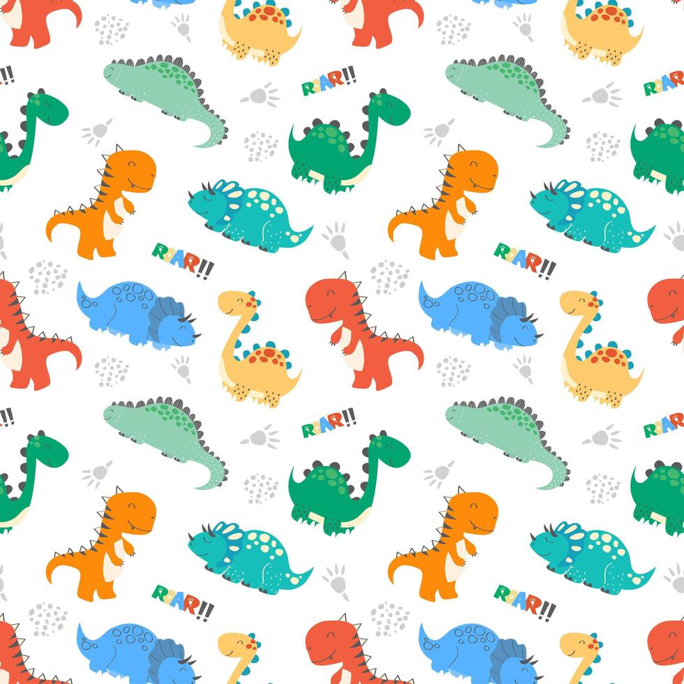 Kids baby pattern with cute dinosaurs concept vector