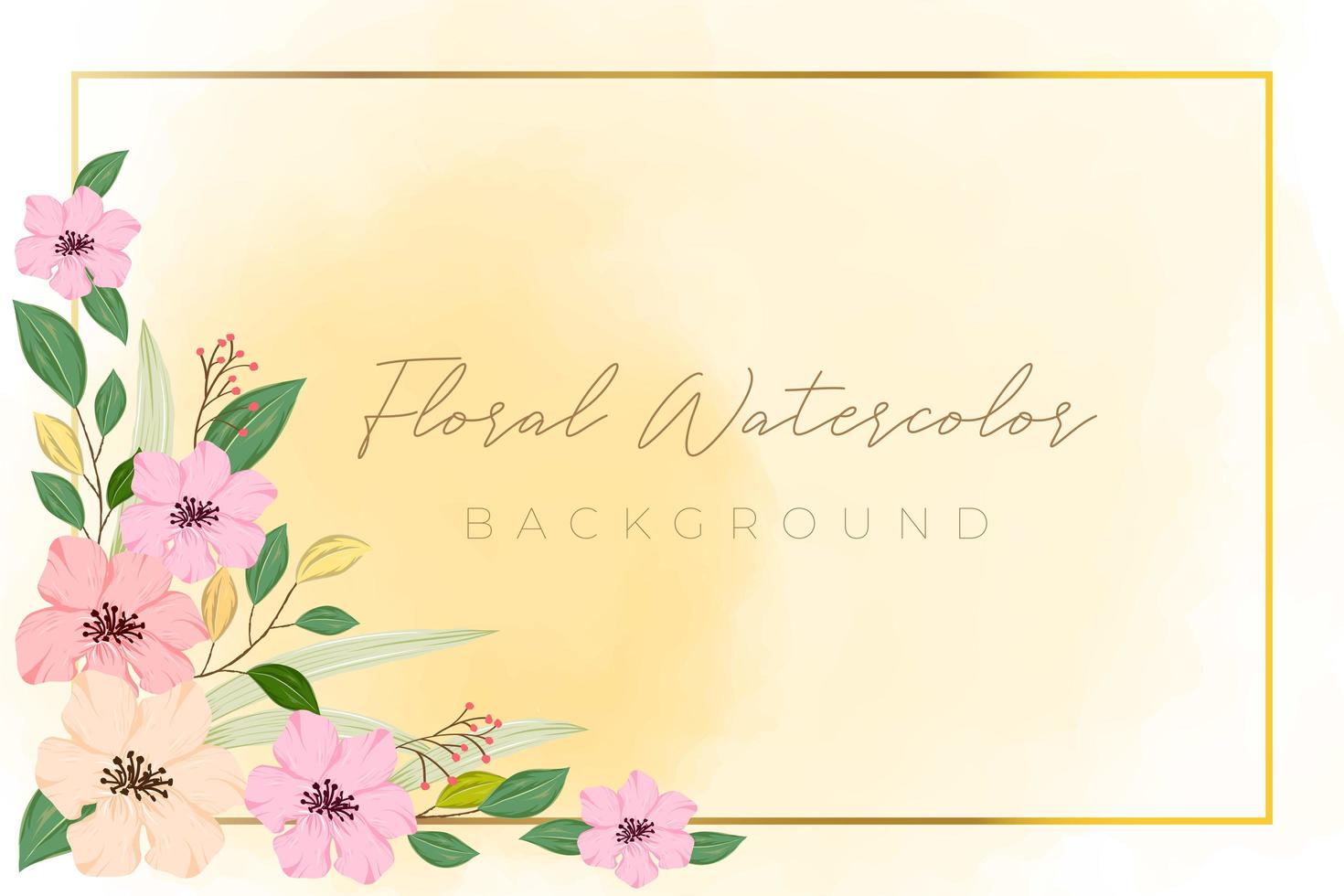 Floral background with watercolor style in the gold concept vector