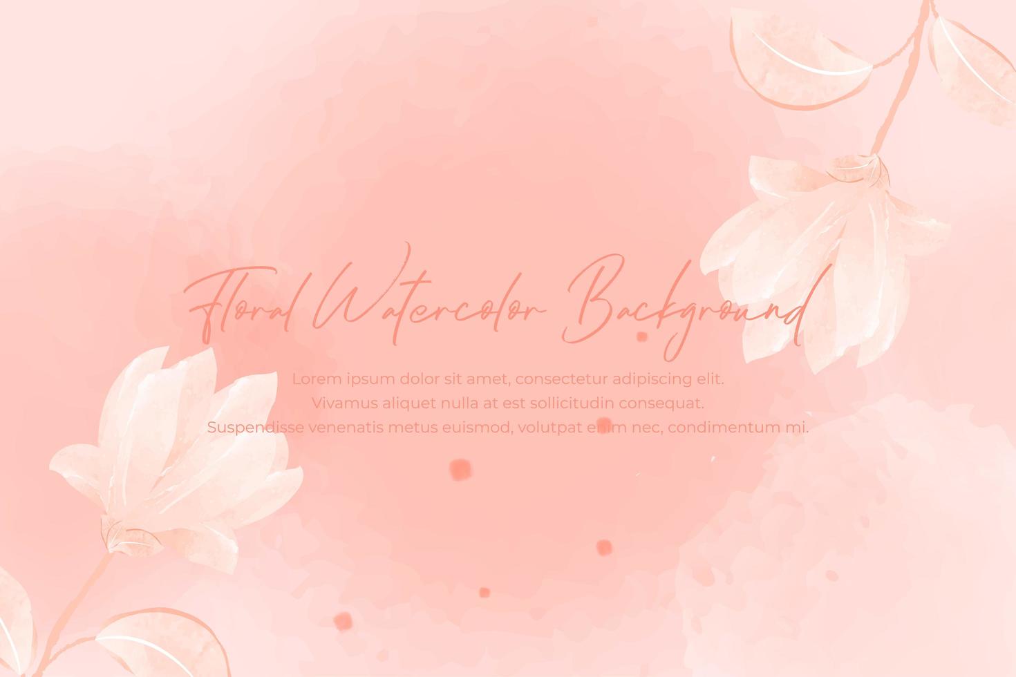 Watercolor floral background with red pastel concept vector