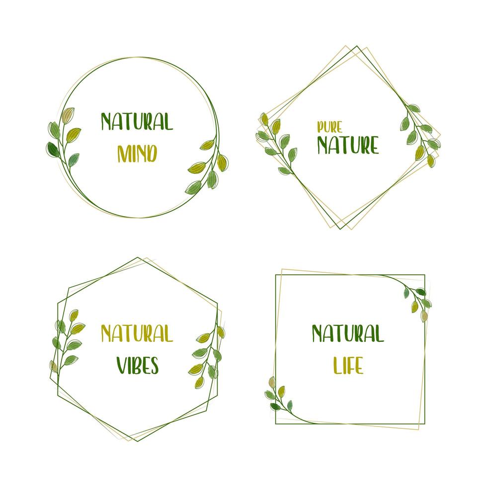 Conjunto de marcos de la naturaleza en las formas básicas. vector