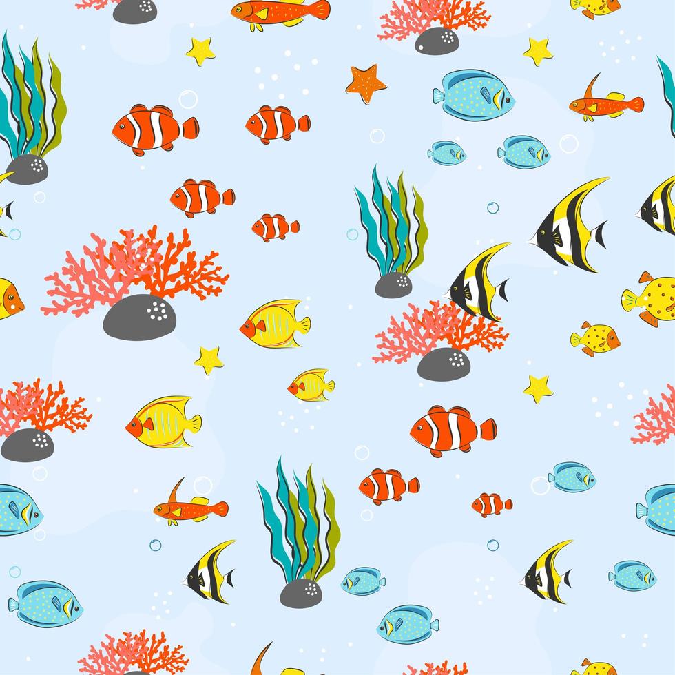 Seamless pattern with underwater concept vector