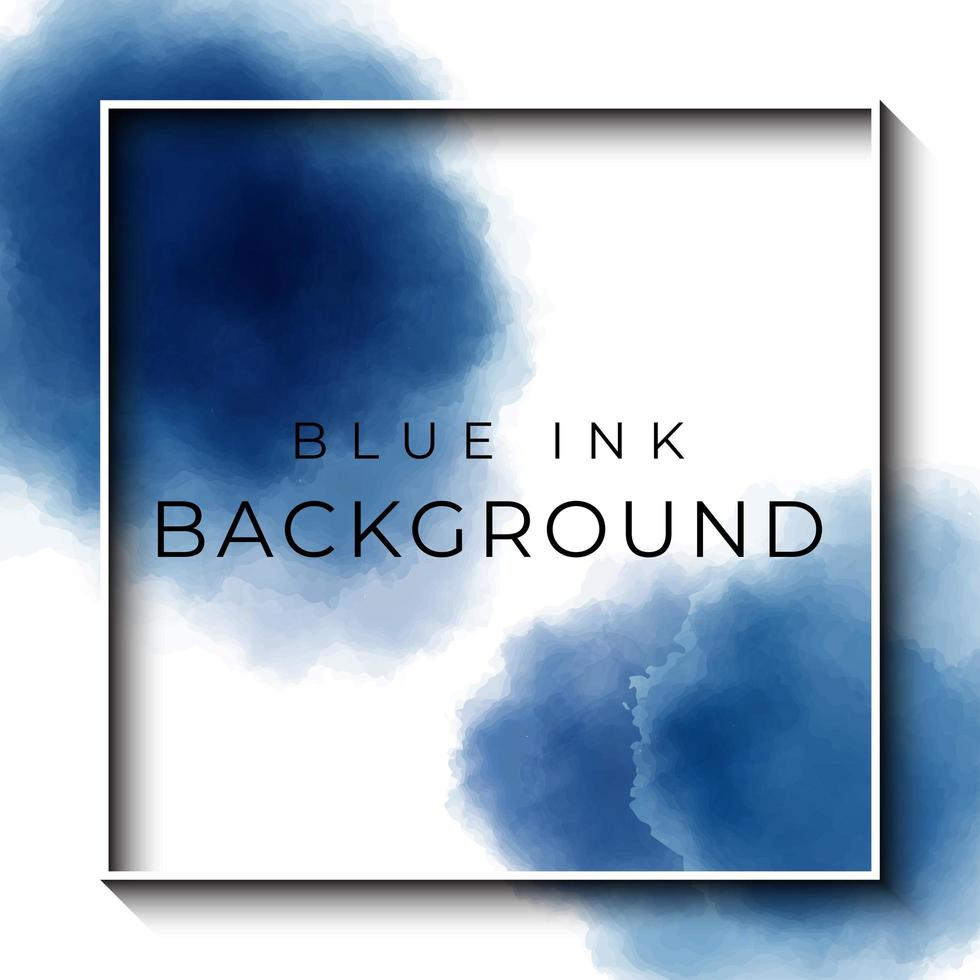 Watercolor background with blue ink concept vector