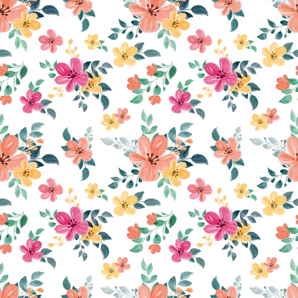 Seamless Pattern with watercolor floral theme vector